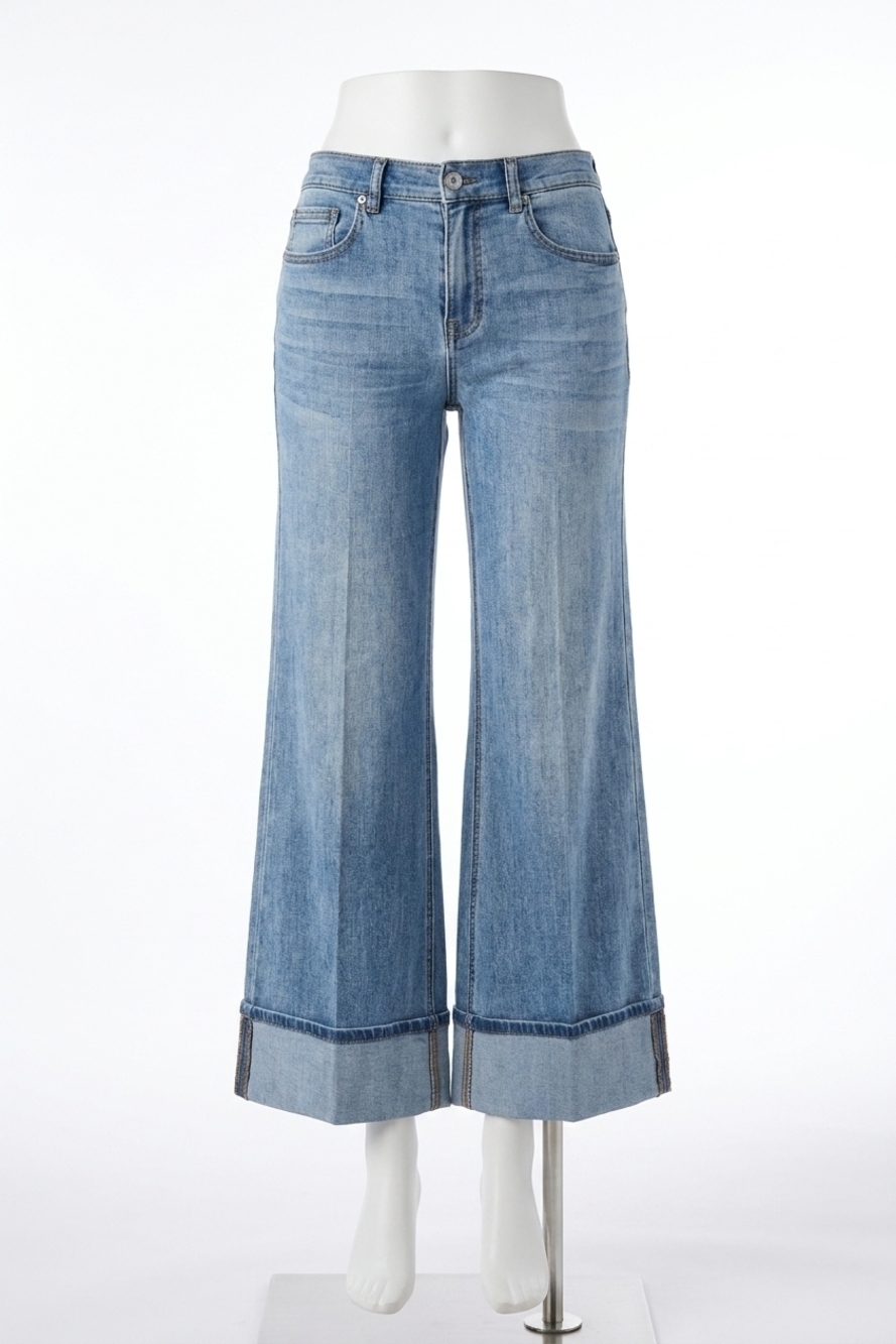 NEW TRIBAL brooke crop cuffed palazzo jeans in pebble blue